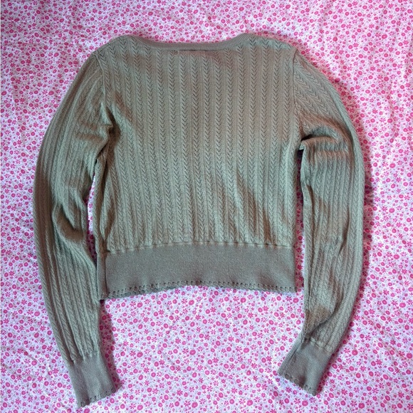 House of Harlow Coquette Olive Knit Cardigan - Picture 2 of 3